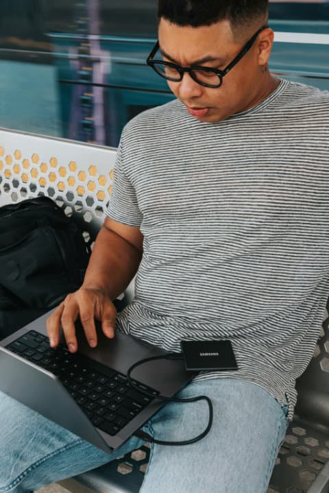People working on a laptop